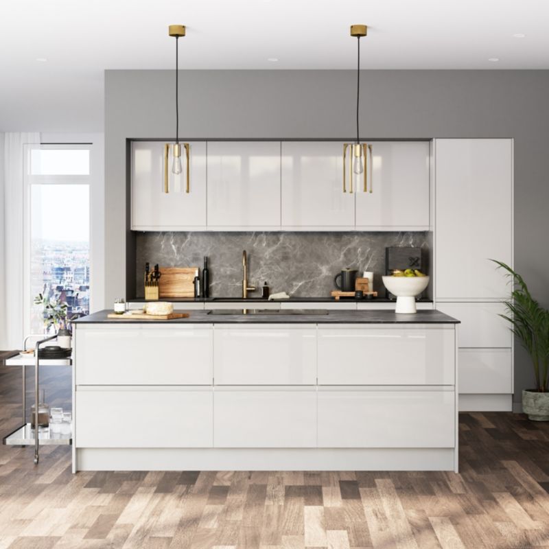 Bagpanel til køkkenø GoodHome Garcinia 89 x 200 cm grå højglans