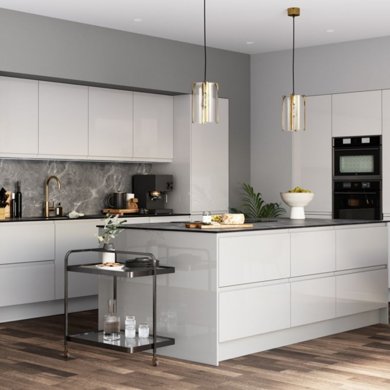 Bagpanel til køkkenø GoodHome Garcinia 89 x 200 cm grå højglans