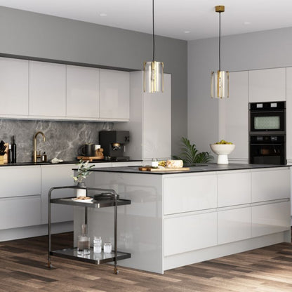 Bagpanel til køkkenø GoodHome Garcinia 89 x 200 cm grå højglans