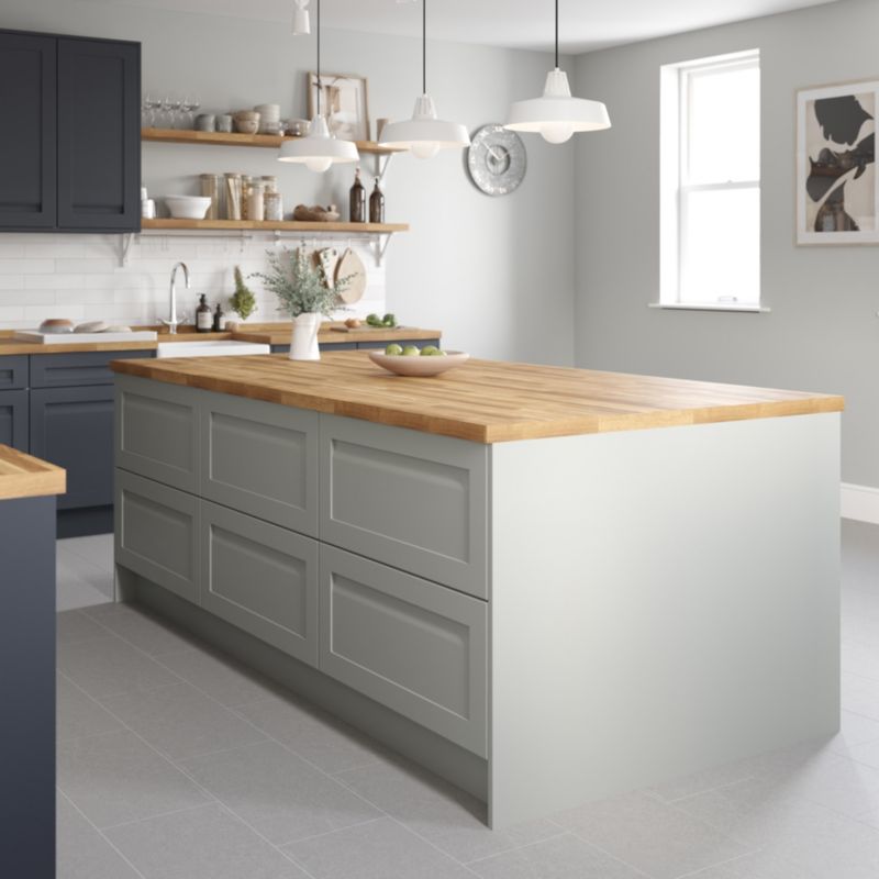 Bagpanel til køkkenø GoodHome Stevia 200 x 89 cm blå mat