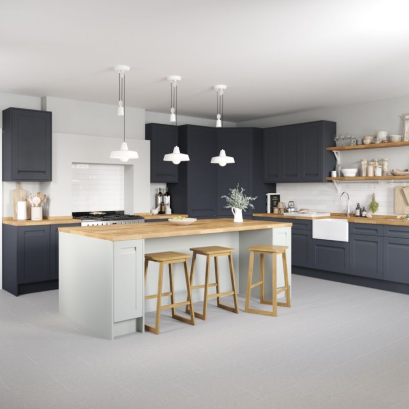 Bagpanel til køkkenø GoodHome Stevia 200 x 89 cm blå mat
