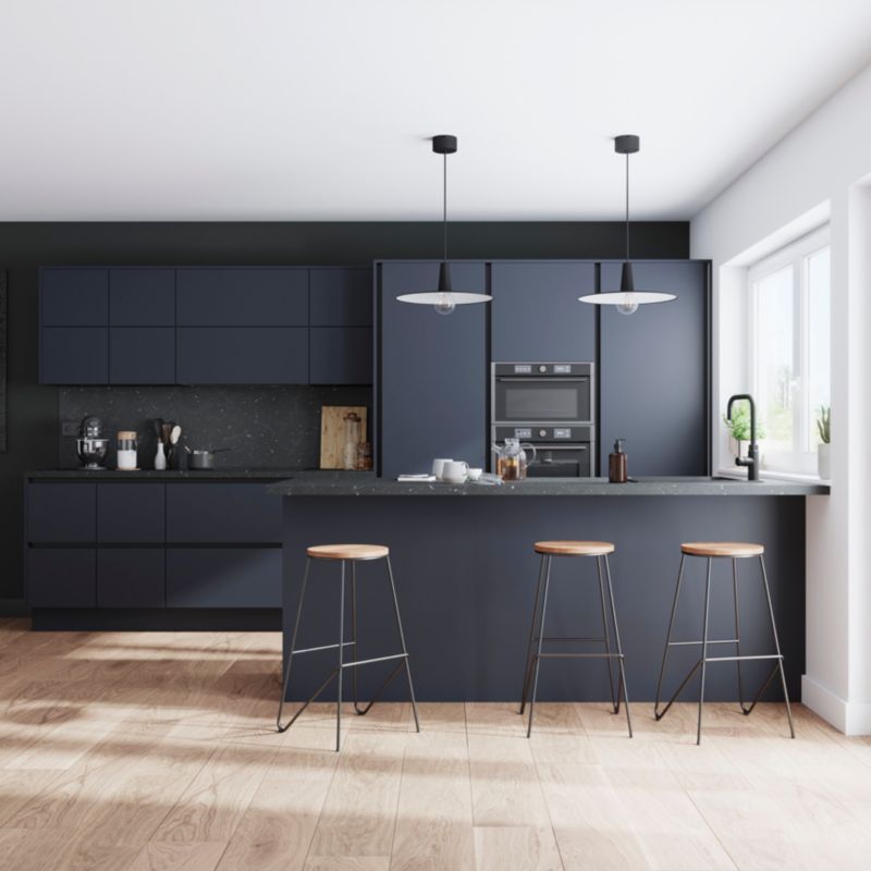 Bagpanel til køkkenø GoodHome Stevia 200 x 89 cm blå mat