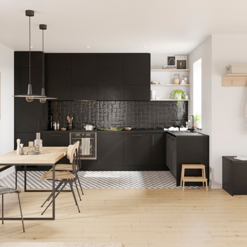 Bagpanel til køkkenø GoodHome Stevia 89 x 200 cm mat sort