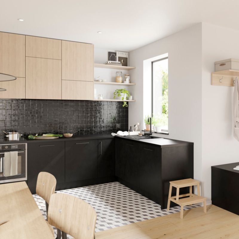 Bagpanel til køkkenø GoodHome Stevia 89 x 200 cm mat sort