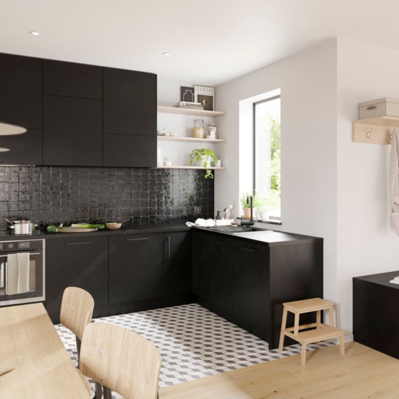 Bagpanel til køkkenø GoodHome Stevia 89 x 200 cm mat sort