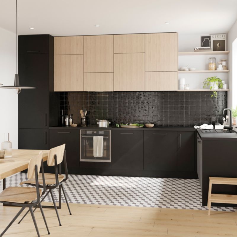 Bagpanel til køkkenø GoodHome Stevia 89 x 200 cm mat sort