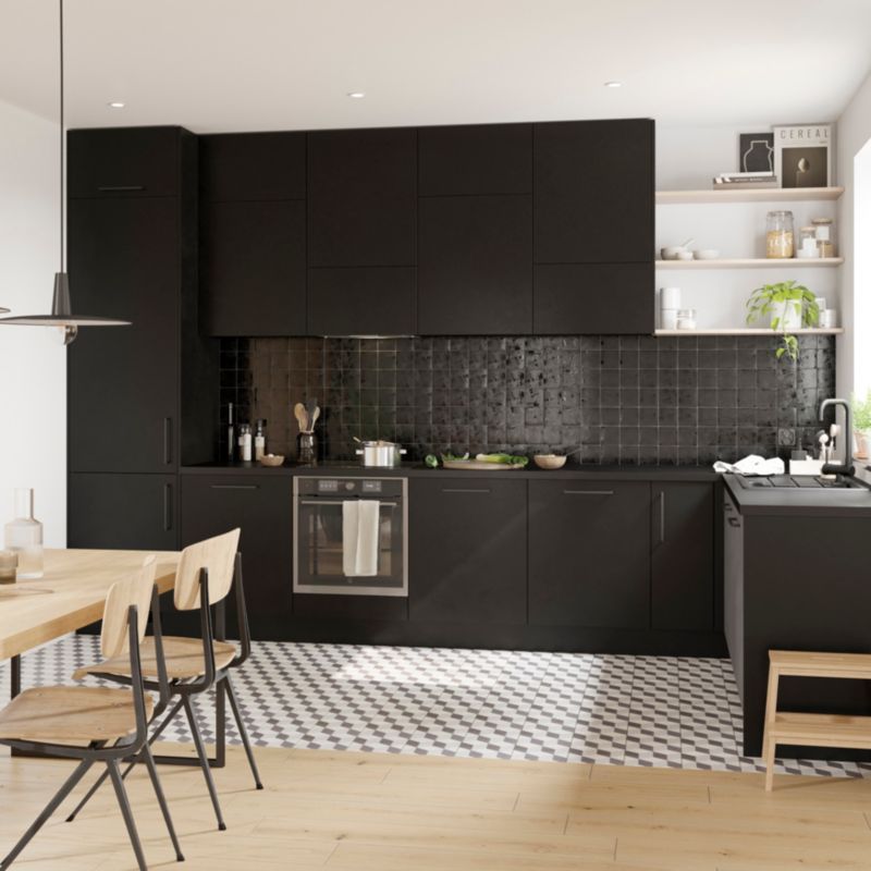 Bagpanel til køkkenø GoodHome Stevia 89 x 200 cm mat sort