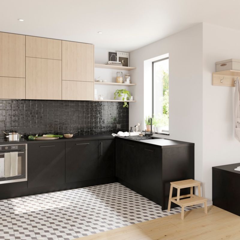 Bagpanel til køkkenø GoodHome Stevia 89 x 200 cm mat sort