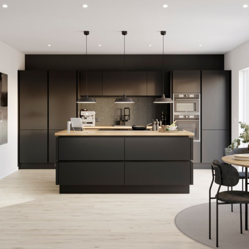 Bagpanel til køkkenø GoodHome Stevia 89 x 200 cm mat sort