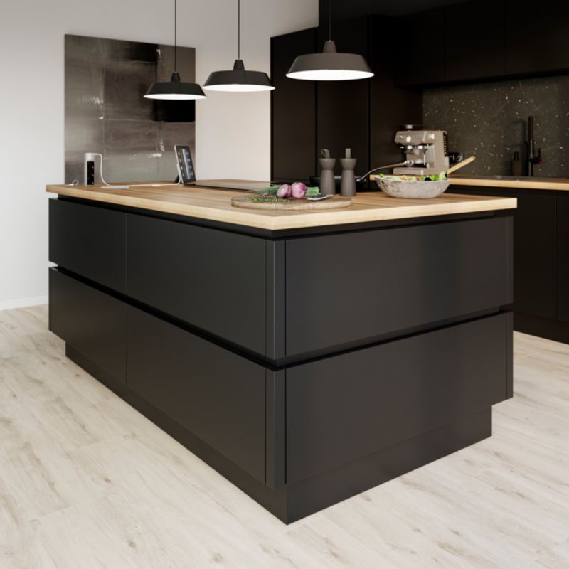 Bagpanel til køkkenø GoodHome Stevia 89 x 200 cm mat sort