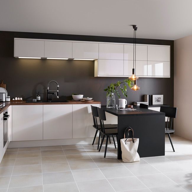Bagpanel til køkkenø GoodHome Stevia 89 x 200 cm i cremet blank finish