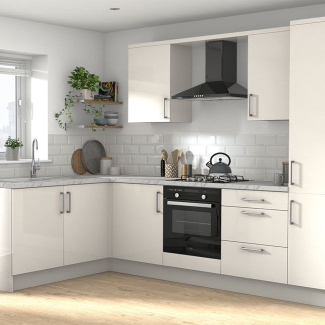 Bagpanel til køkkenø GoodHome Stevia 89 x 200 cm i cremet blank finish