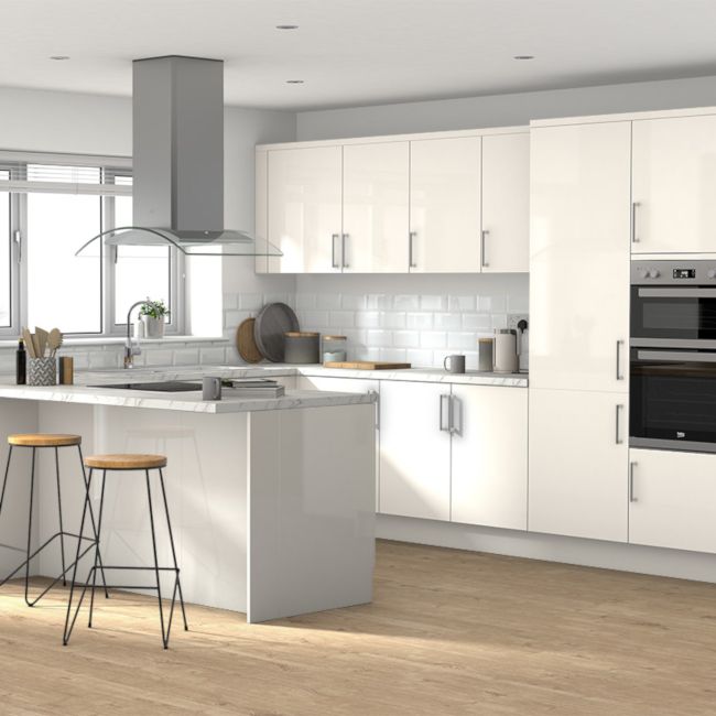 Bagpanel til køkkenø GoodHome Stevia 89 x 200 cm i cremet blank finish