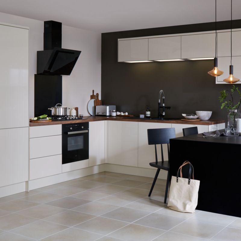 Bagpanel til køkkenø GoodHome Stevia 89 x 200 cm i cremet blank finish