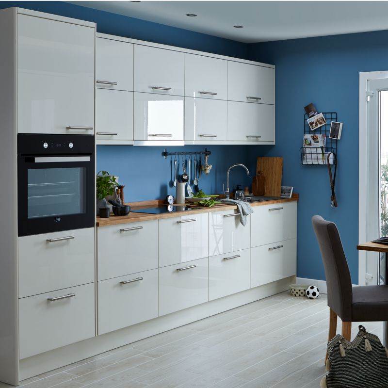 Bagpanel til køkkenø GoodHome Stevia 89 x 200 cm i cremet blank finish