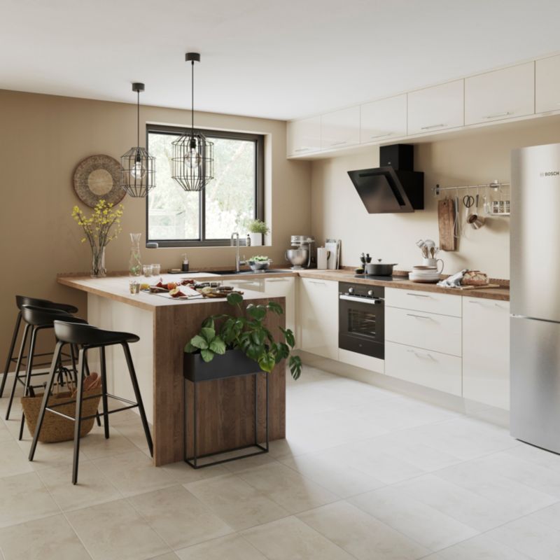 Bagpanel til køkkenø GoodHome Stevia 89 x 200 cm i cremet blank finish