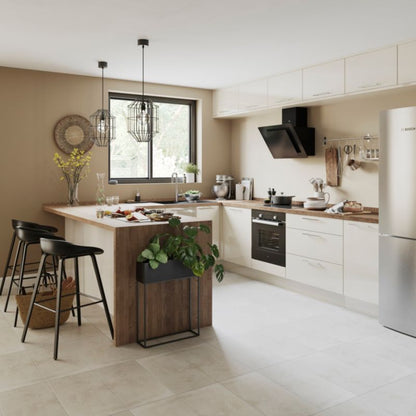 Bagpanel til køkkenø GoodHome Stevia 89 x 200 cm i cremet blank finish