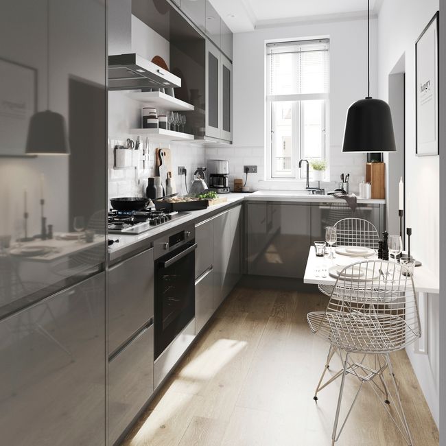 Bagpanel til køkkenø GoodHome Stevia / Garcinia 89 x 200 cm antracit højglans