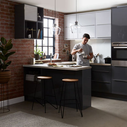 Bagpanel til køkkenø GoodHome Stevia / Garcinia 89 x 200 cm antracit højglans