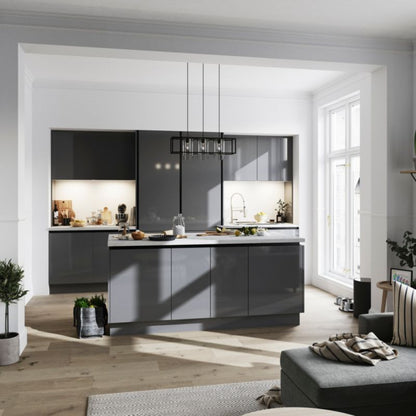 Bagpanel til køkkenø GoodHome Stevia / Garcinia 89 x 200 cm antracit højglans