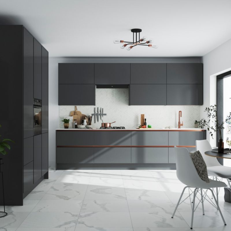 Bagpanel til køkkenø GoodHome Stevia / Garcinia 89 x 200 cm antracit højglans