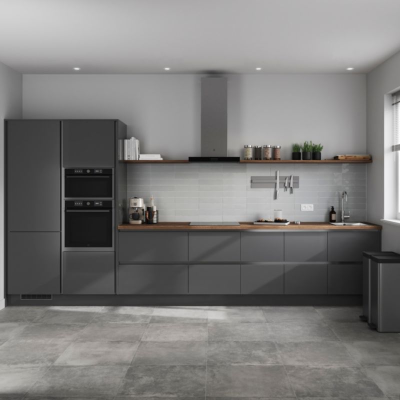 Bagpanel til køkkenø GoodHome Stevia / Garcinia 89 x 200 cm antracit højglans