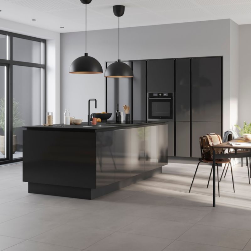 Bagpanel til køkkenø GoodHome Stevia / Garcinia 89 x 200 cm antracit højglans