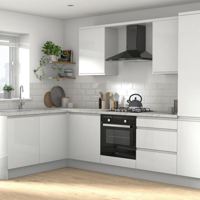 Bagpanel til køkkenø GoodHome Stevia / Garcinia 89 x 200 cm hvid højglans