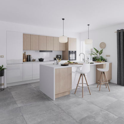 Bagpanel til køkkenø GoodHome Stevia / Garcinia 89 x 200 cm hvid højglans