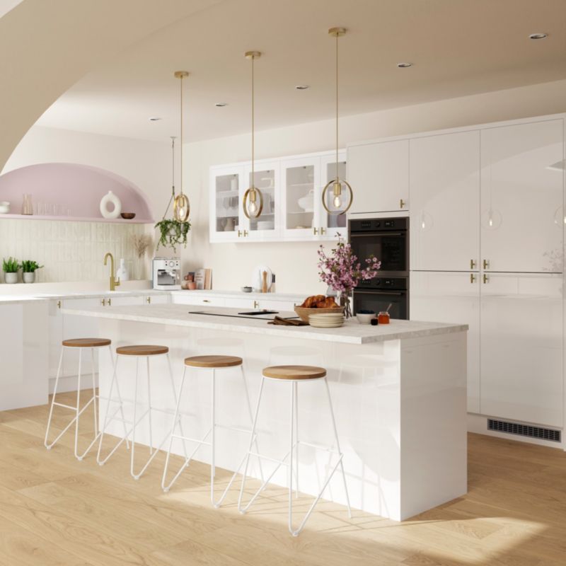 Bagpanel til køkkenø GoodHome Stevia / Garcinia 89 x 200 cm hvid højglans