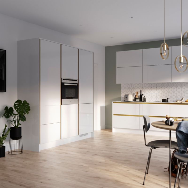 Bagpanel til køkkenø GoodHome Stevia / Garcinia 89 x 200 cm hvid højglans