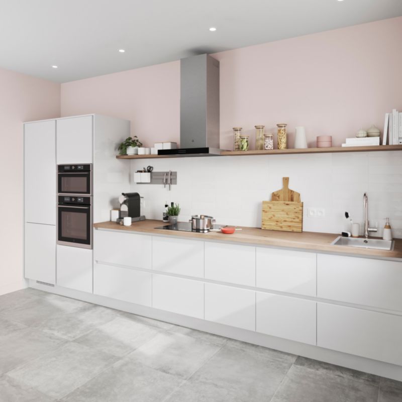 Bagpanel til køkkenø GoodHome Stevia / Garcinia 89 x 200 cm hvid højglans