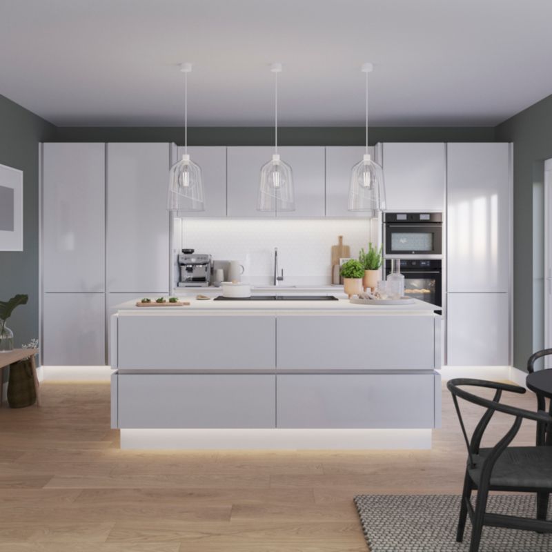 Bagpanel til køkkenø GoodHome Stevia / Garcinia 89 x 200 cm hvid højglans