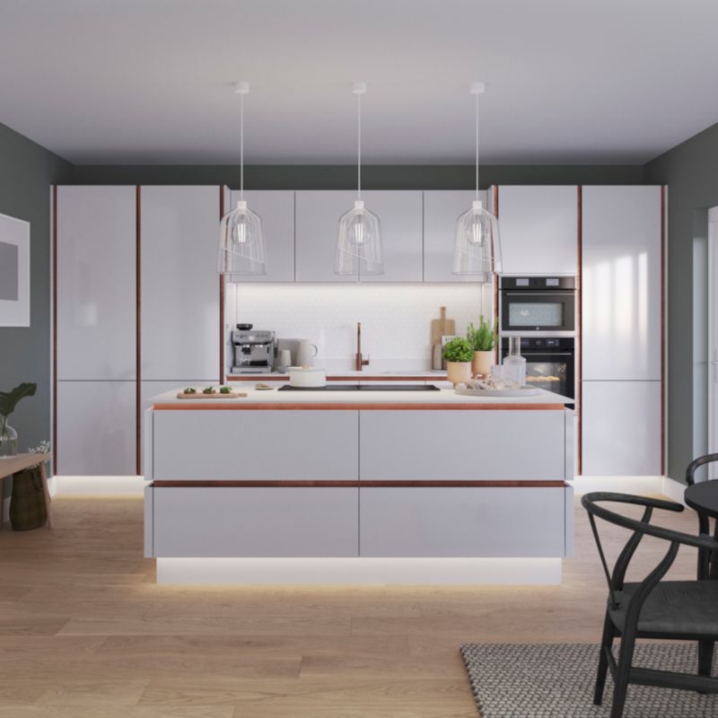 Bagpanel til køkkenø GoodHome Stevia / Garcinia 89 x 200 cm hvid højglans