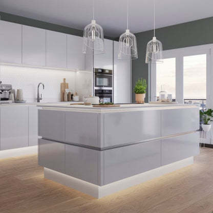 Bagpanel til køkkenø GoodHome Stevia / Garcinia 89 x 200 cm hvid højglans