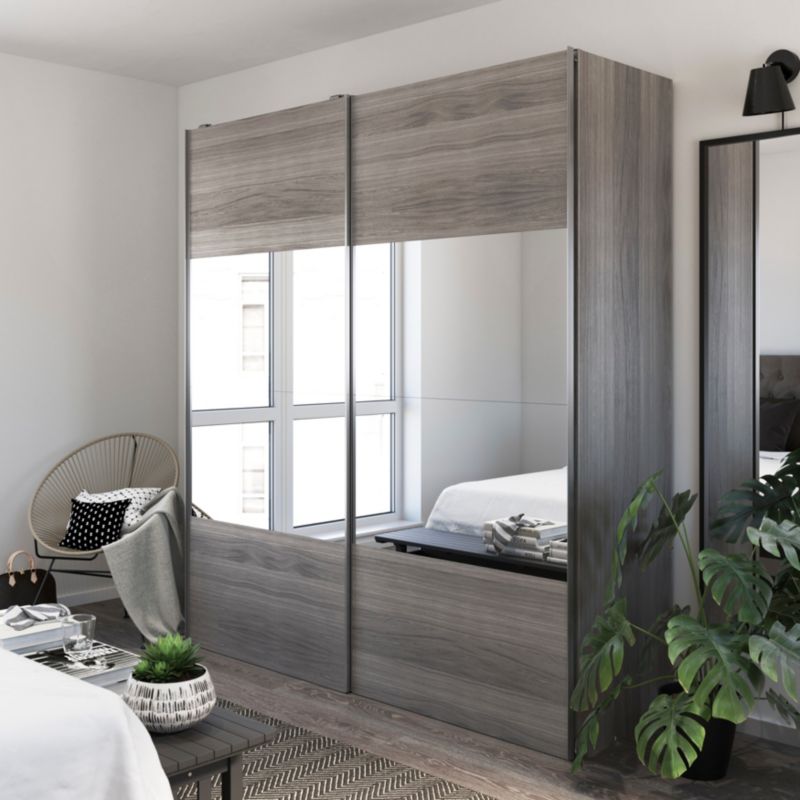 GoodHome Atomia skydedørspaneler 225 x 100 cm grå eg 4 stk.
