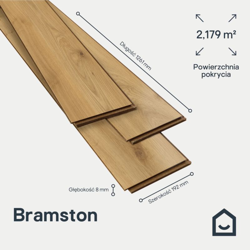 Laminatgulv Bramston 126,1x19,2 cm Natur Eg 2,179 m²