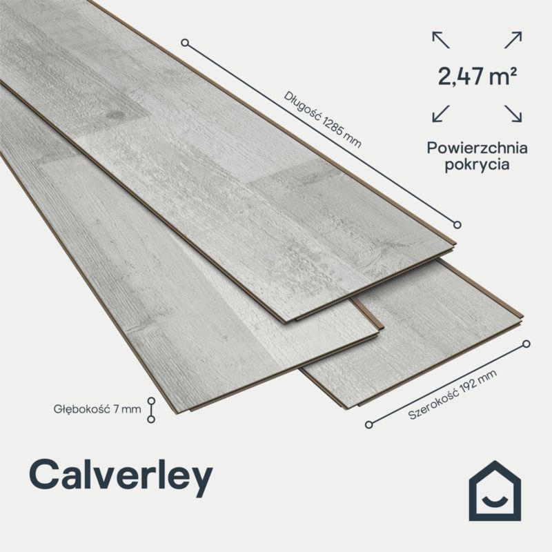 Laminatgulv Calverley AC4 Grå 2,47 m²