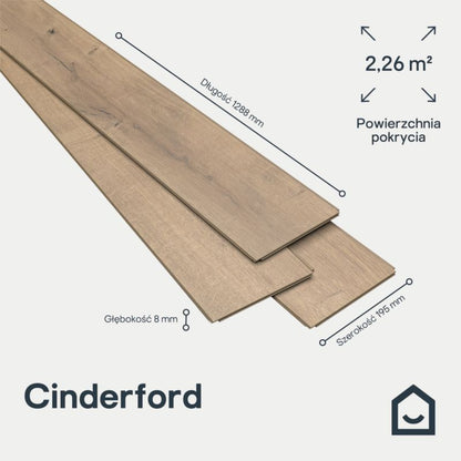 Laminatgulv Cinderford 1288x195 mm Brun Mat 2,26 m²