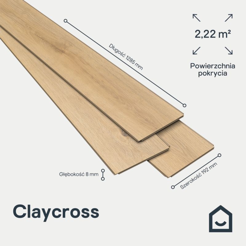 Laminatgulv Claycross AC4 2,22 m² Lys Brun