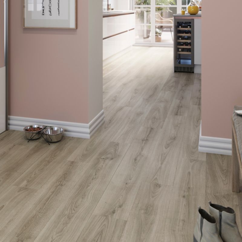 GoodHome laminatgulvpaneler Dąb Cleobury AC5 grå 1,69 m²