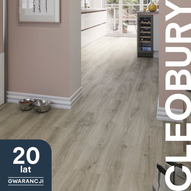 GoodHome laminatgulvpaneler Dąb Cleobury AC5 grå 1,69 m²