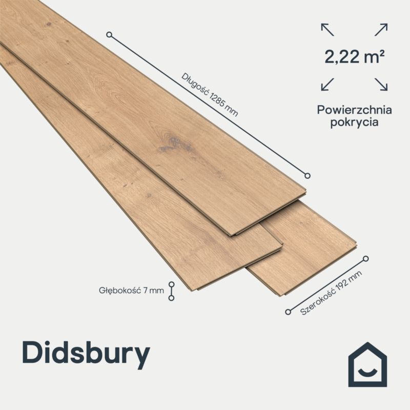 Laminatgulv Didsbury AC4 128,5x19,2 cm Brun 2,47 m²
