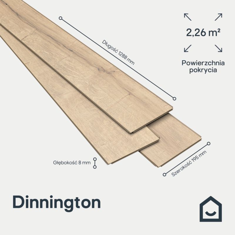 Laminatgulv Dinnington AC5 128,8x19,5 cm Beige 2,26 m²