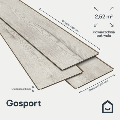 Laminatgulv Gosport 128,8x24,5 cm Hvid 2,52 m²