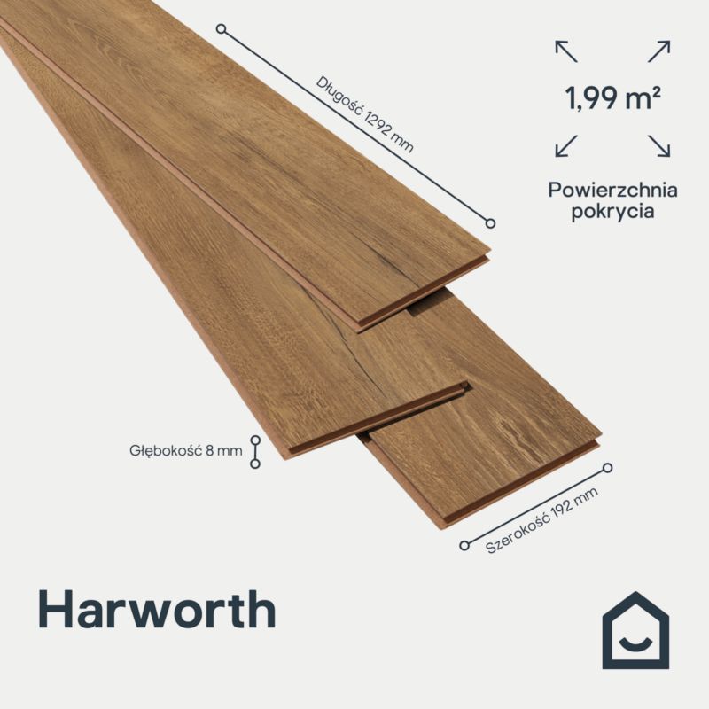 Laminatgulv Harworth AC4 1,99 m² Brun