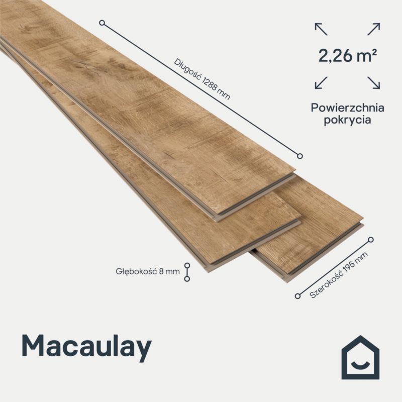Laminatgulv Macaulay AC4 128,8x19,5 cm Rød 2,26 m²