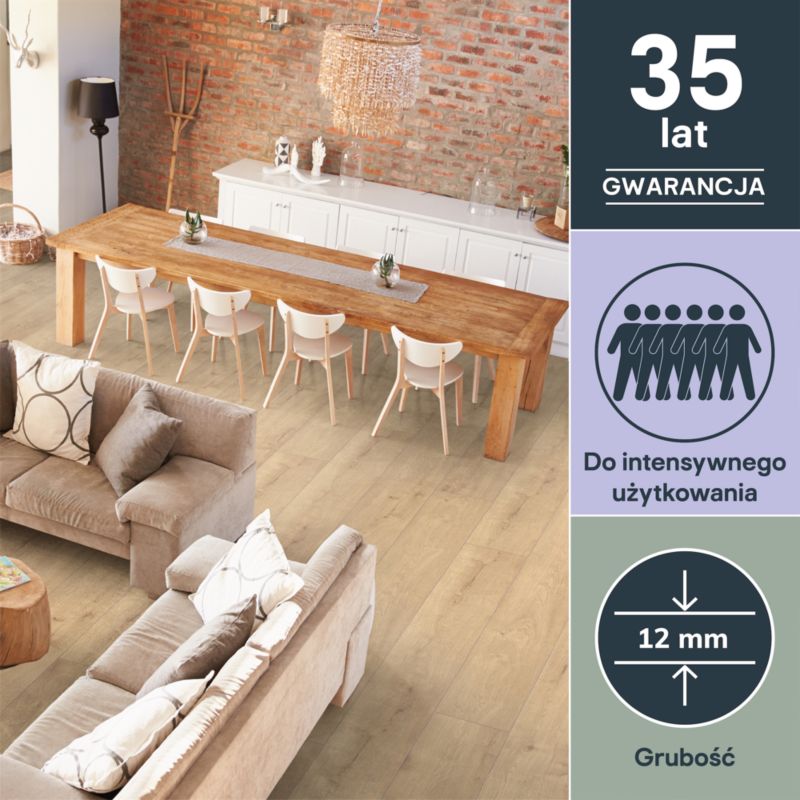 Laminatgulv Ottery AC6 128,8x19,5 cm Natur Lys 1,51 m²