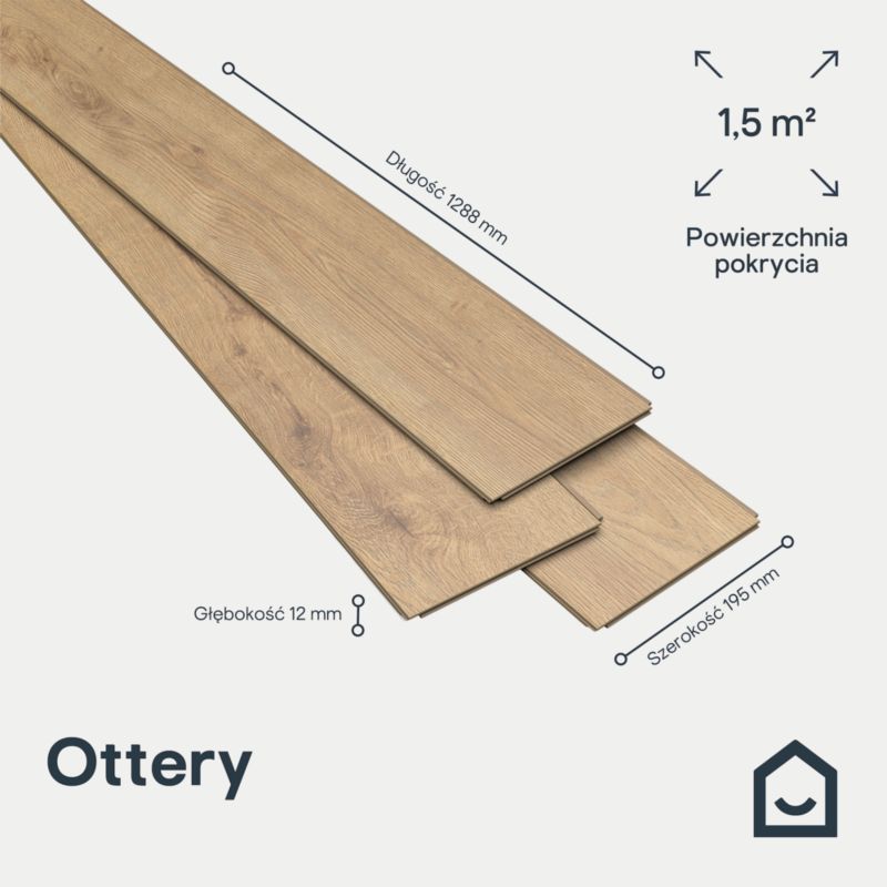 Laminatgulv Ottery AC6 128,8x19,5 cm Natur Lys 1,51 m²