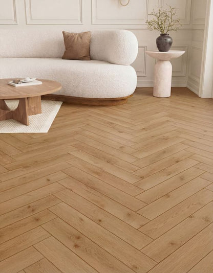 Laminatgulv Sildebensmønster Brun 643x131x8 mm 1,179 m²